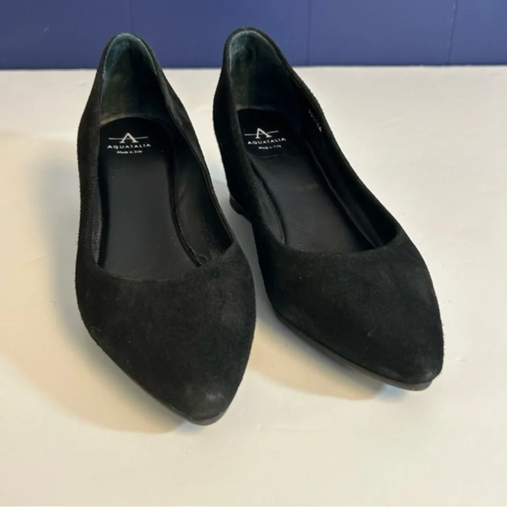Aquatalia Posie Black Suede‎ Wedge Pumps Size 7